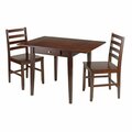 Winsome Trading Hamilton 3-Pc Drop Leaf Dining Table with 2 Ladder Back Chairs 94366